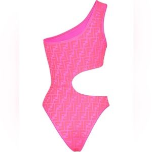 Fendi Pink & Orange Cut Out One Piece Bathing Suit - Size Small